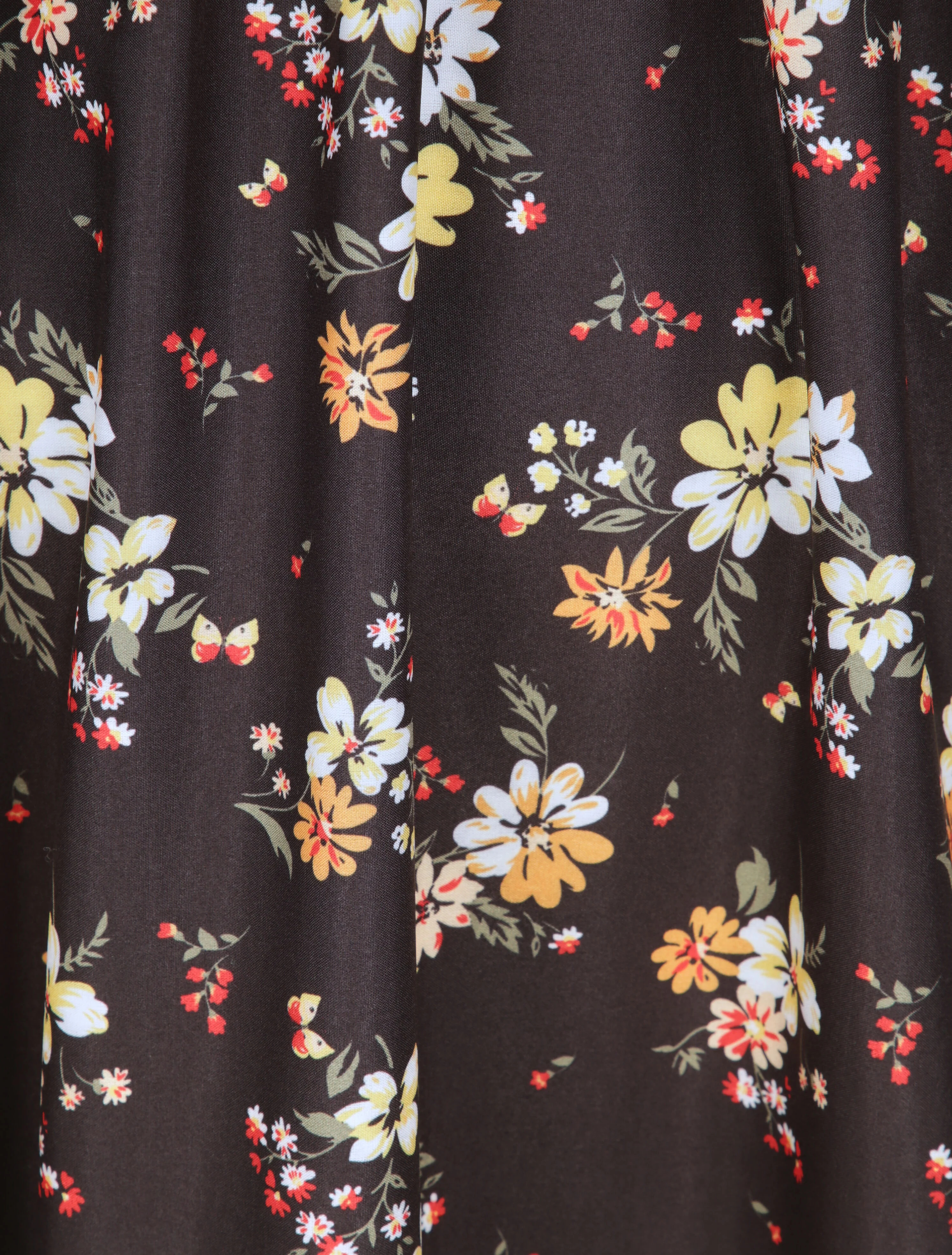Robe longue à imprimé petites fleurs - Noir - Image 3
