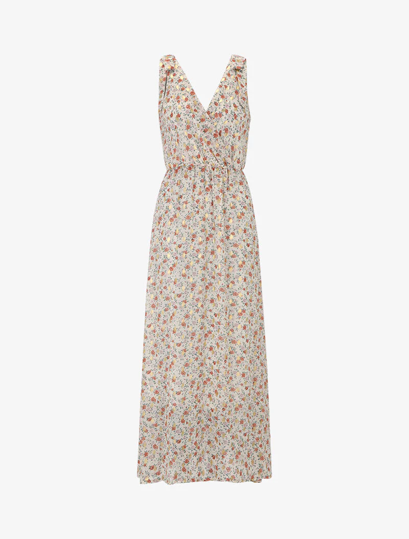 Robe longue à imprimé pivoines - ecru - Image 2