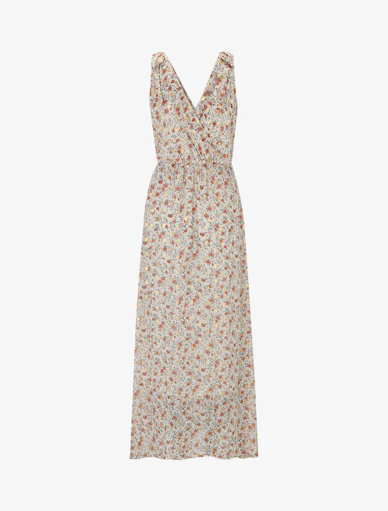 Robe longue à imprimé pivoines - ecru - Image 3