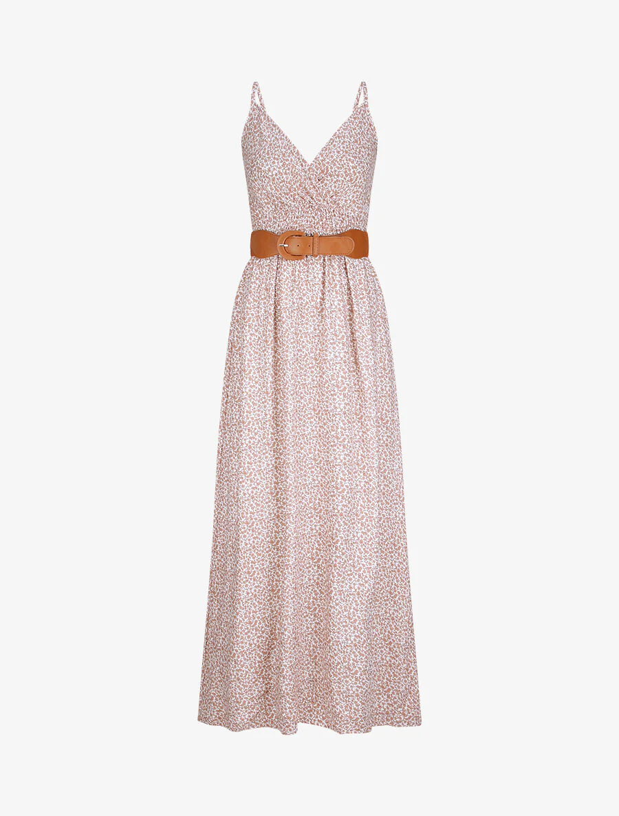 Robe longue à imprimé pivoines - Blanc