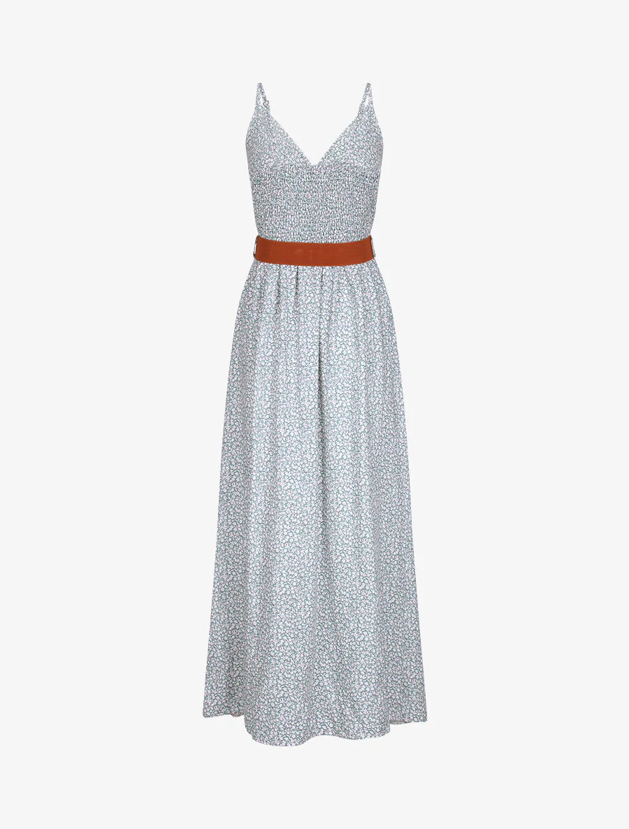 Robe longue à imprimé pivoines - Vert d'eau - Image 2