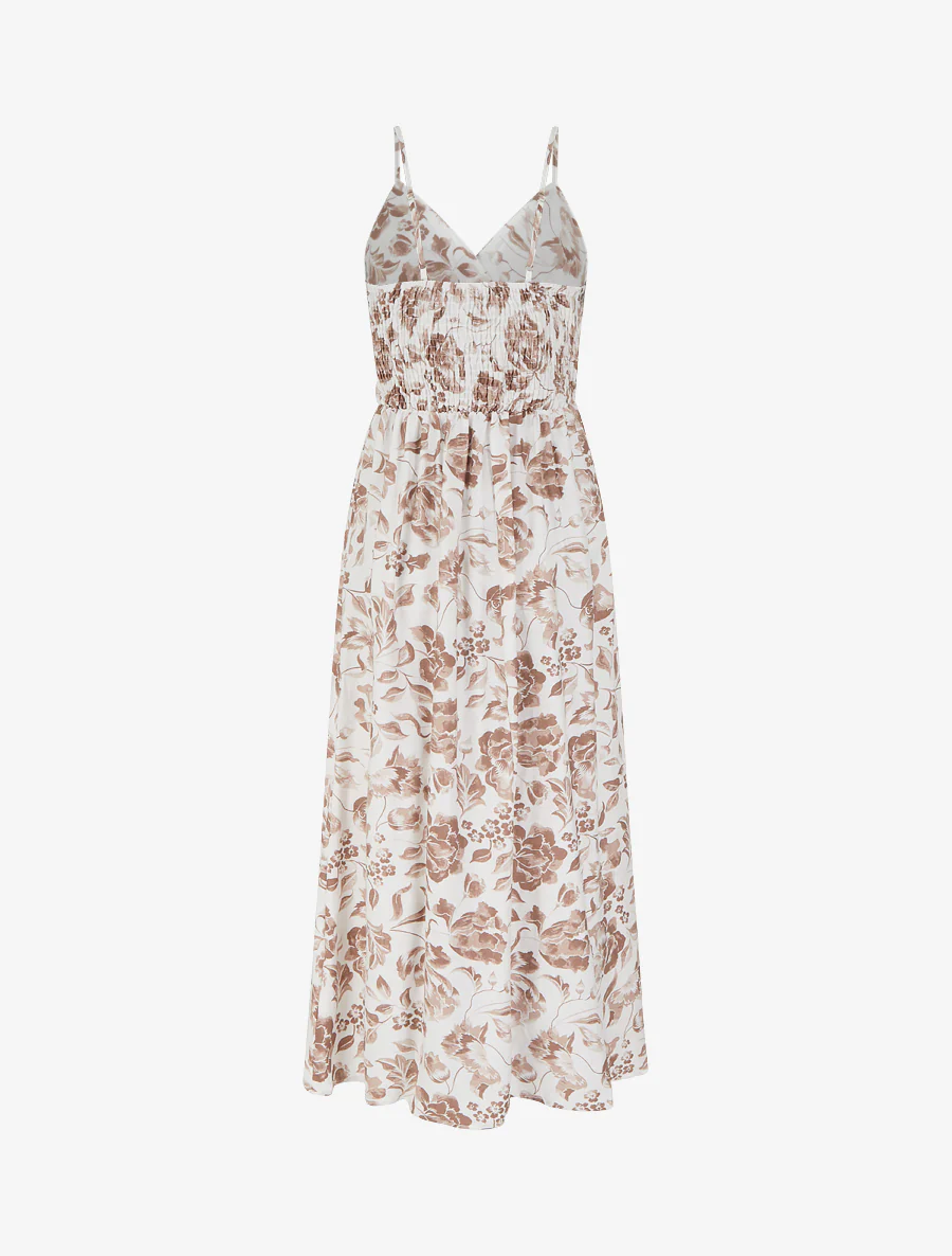 Robe longue à imprimé roses - Taupe - Image 2