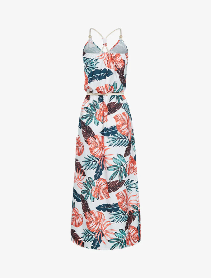 Robe longue à imprimé tropical - blanc - Image 2