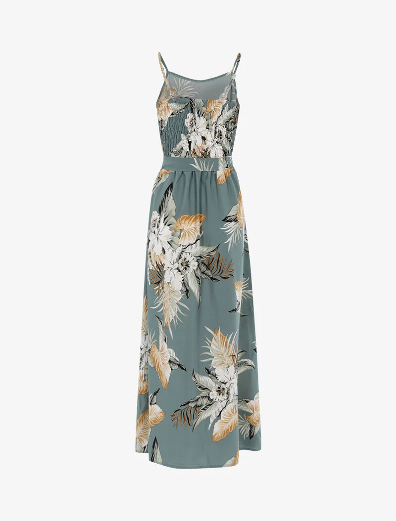 Robe longue à imprimé tropical - bleu gris - Image 2