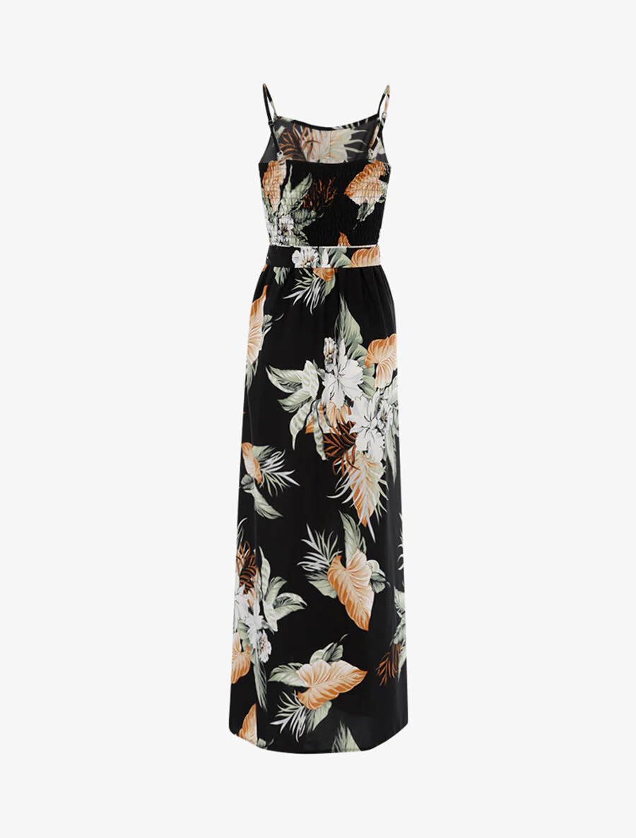Robe longue à imprimé tropical - noir - Image 2