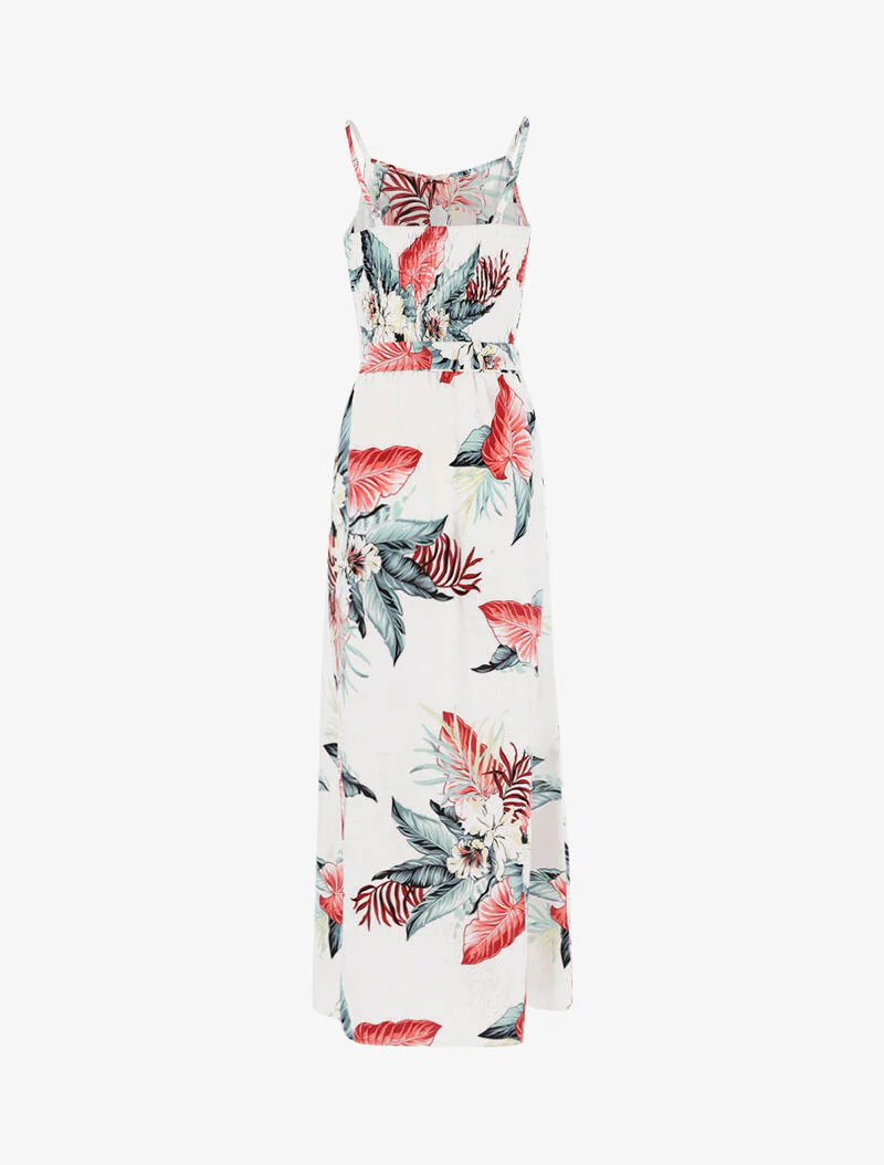 Robe longue à imprimé tropical - blanc - Image 2
