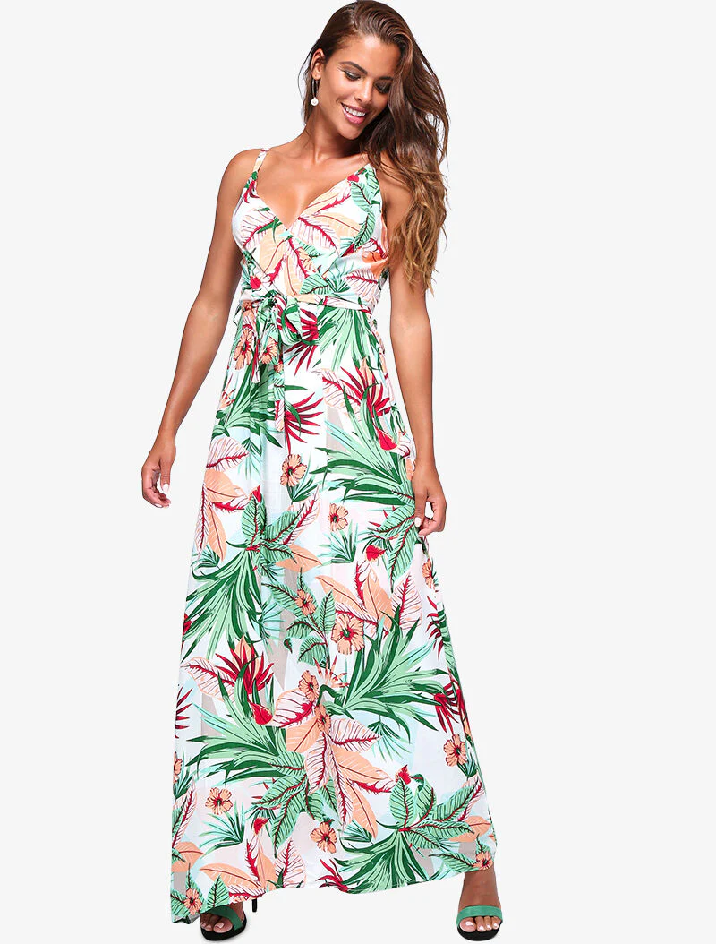 Robe longue à imprimé tropical - écru - ecru - Image 3