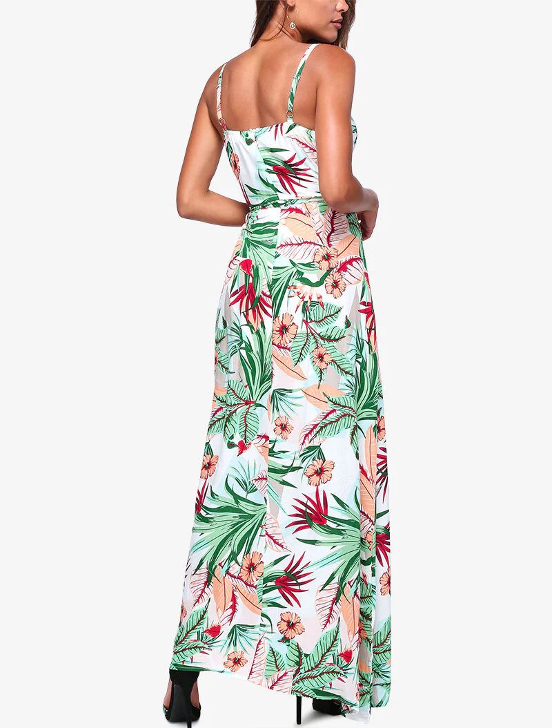 Robe longue à imprimé tropical - écru - ecru - Image 4