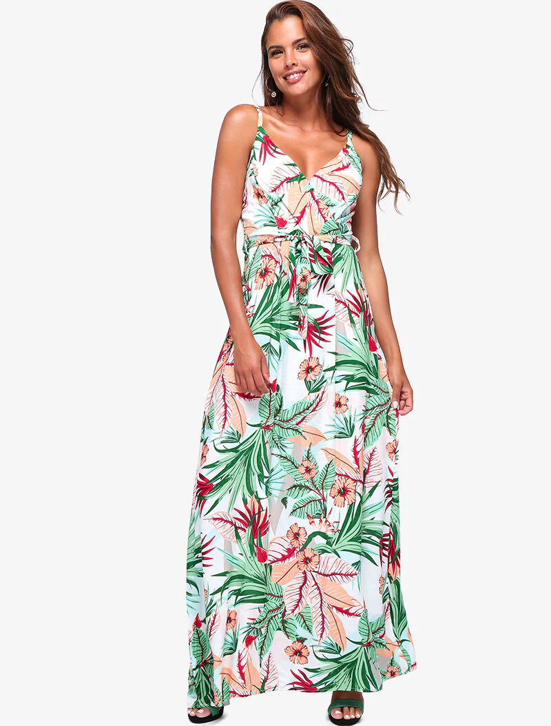 Robe longue à imprimé tropical - écru - ecru - Image 6
