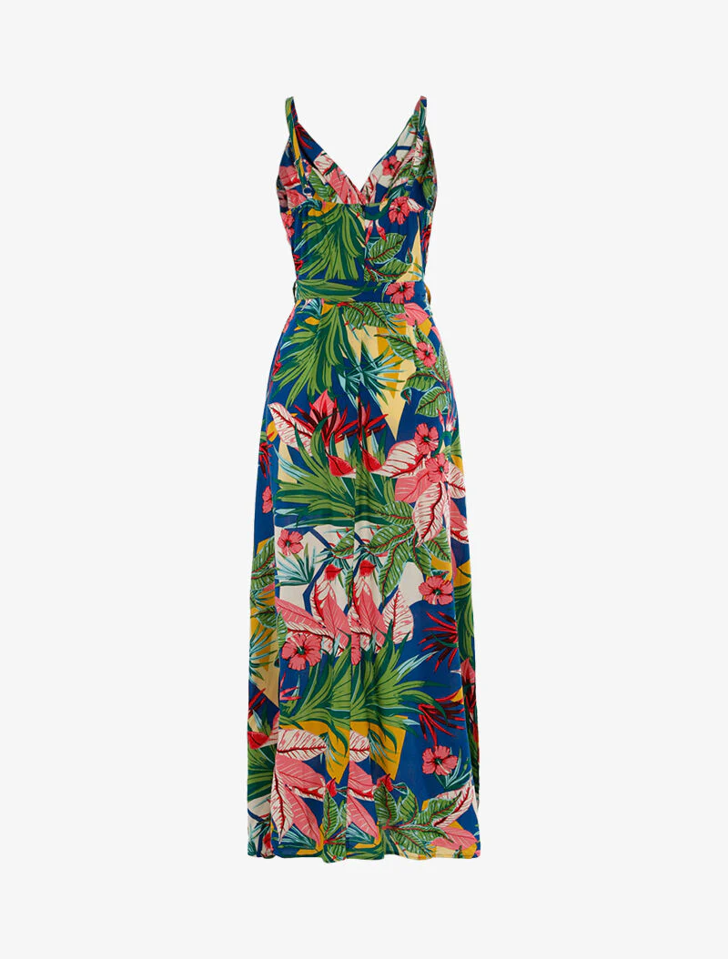 Robe longue à imprimé tropical - bleu - Image 2