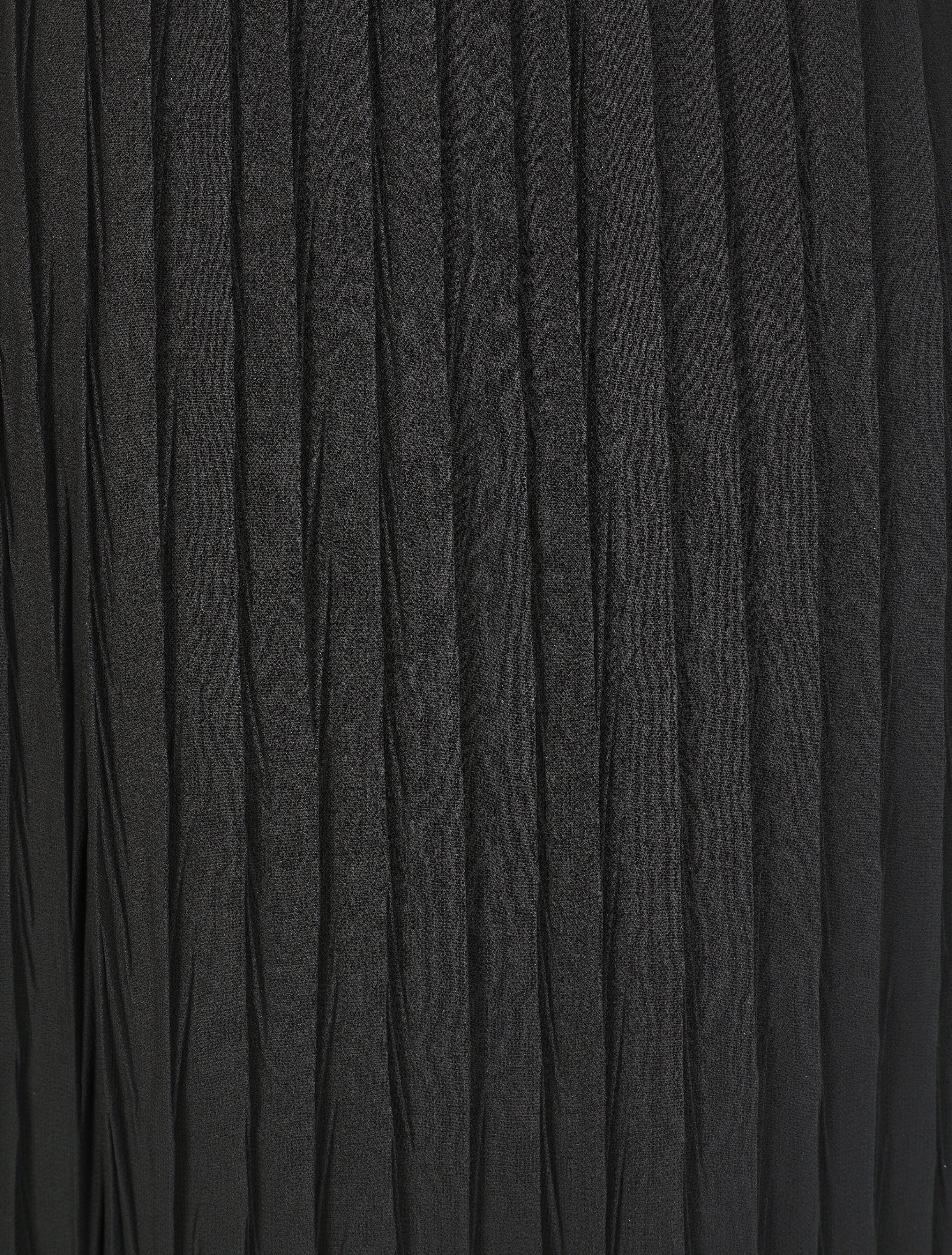 Robe longue à jupe et manches plissées - Noir - Image 3