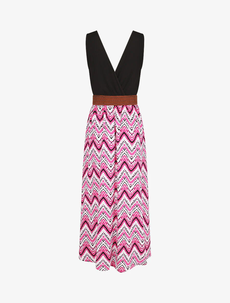 Robe longue à jupe imprimé graphique - Fuchsia - Image 2