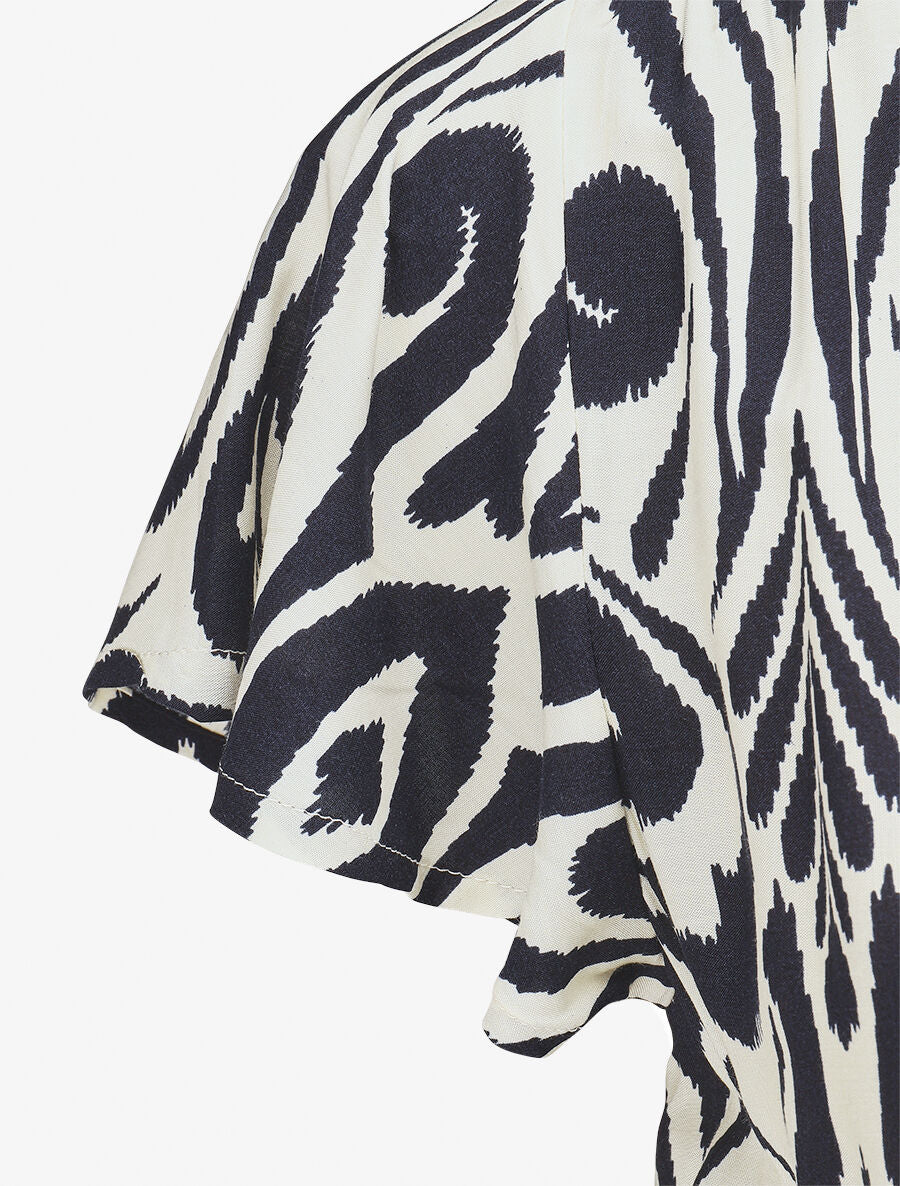 Robe longue à manches courtes imprimé graphique - Marine - Image 3