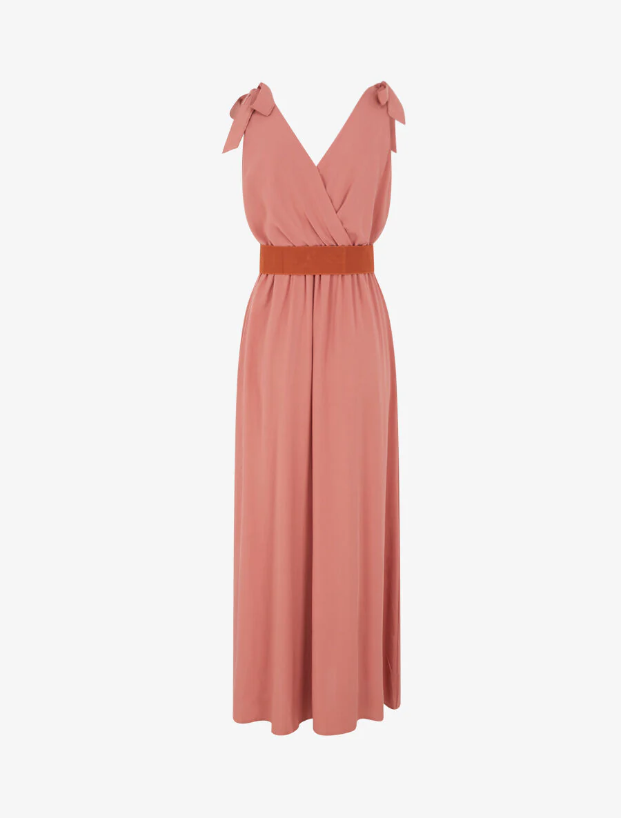 Robe longue à nœuds sur les épaules - Vieux rose - Image 2