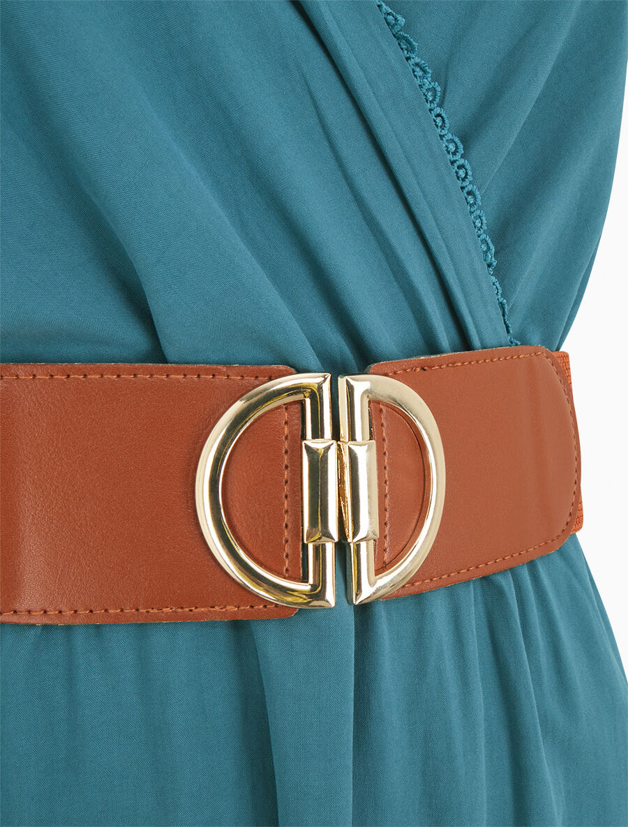 Robe longue à nœuds sur les épaules - Bleu canard - Image 3