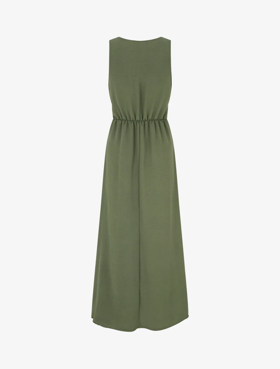 Robe longue à pans à nouer - Kaki - Image 2