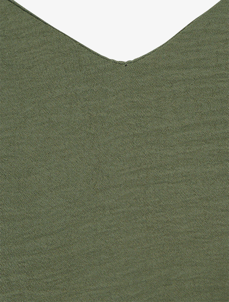 Robe longue à pans à nouer - Kaki - Image 3