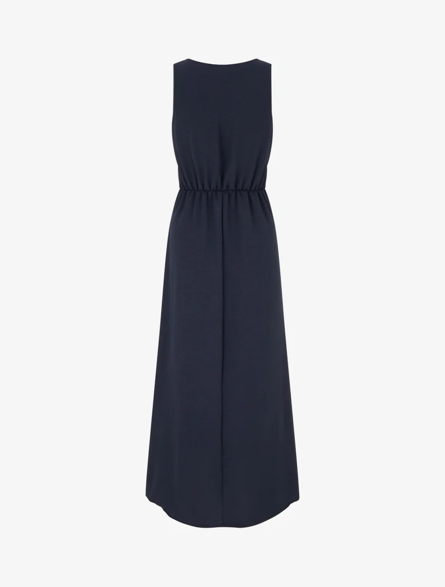 Robe longue à pans à nouer - Bleu nuit - Image 2