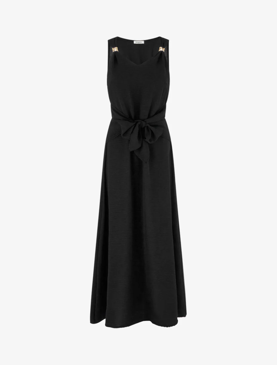 Robe longue à pans à nouer - Noir