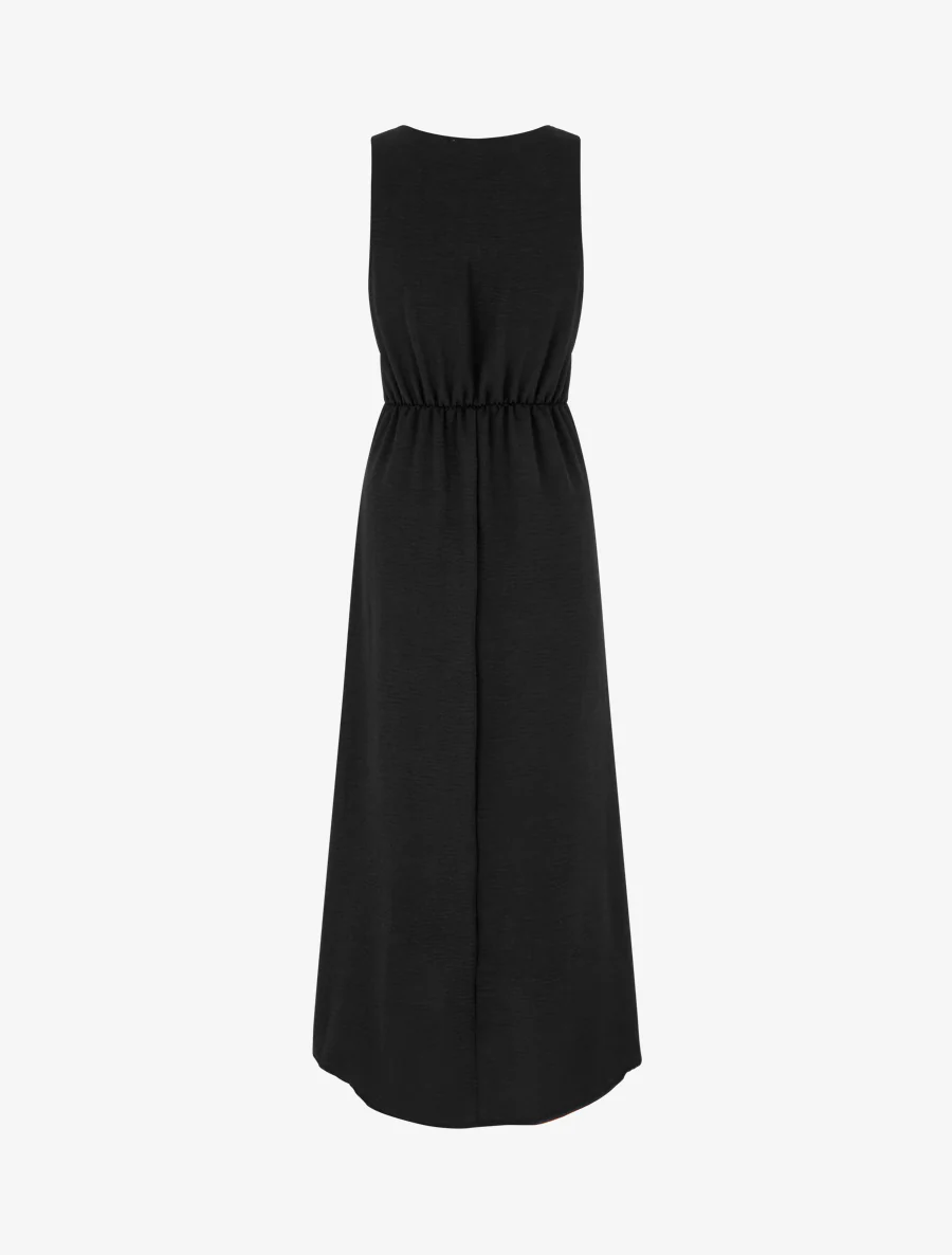 Robe longue à pans à nouer - Noir - Image 2