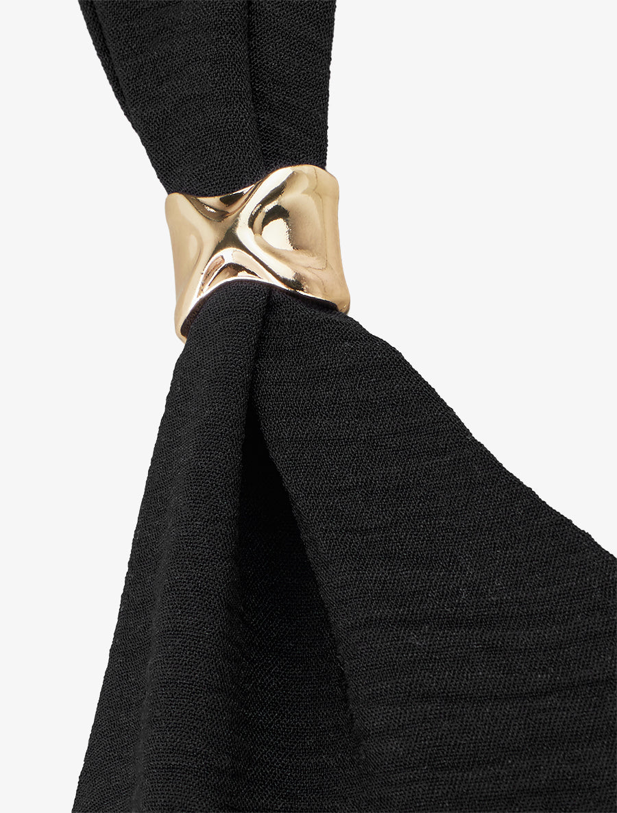Robe longue à pans à nouer - Noir - Image 3