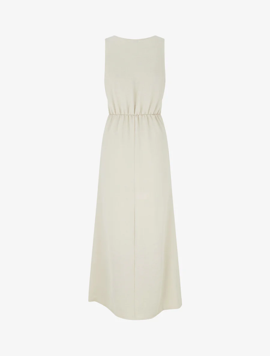 Robe longue à pans à nouer - Beige - Image 2
