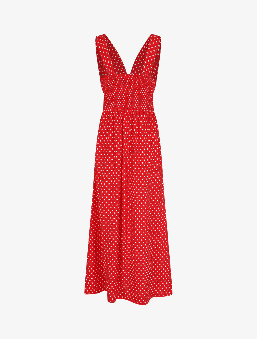 Robe longue à pois sans manches - Rouge - Image 2