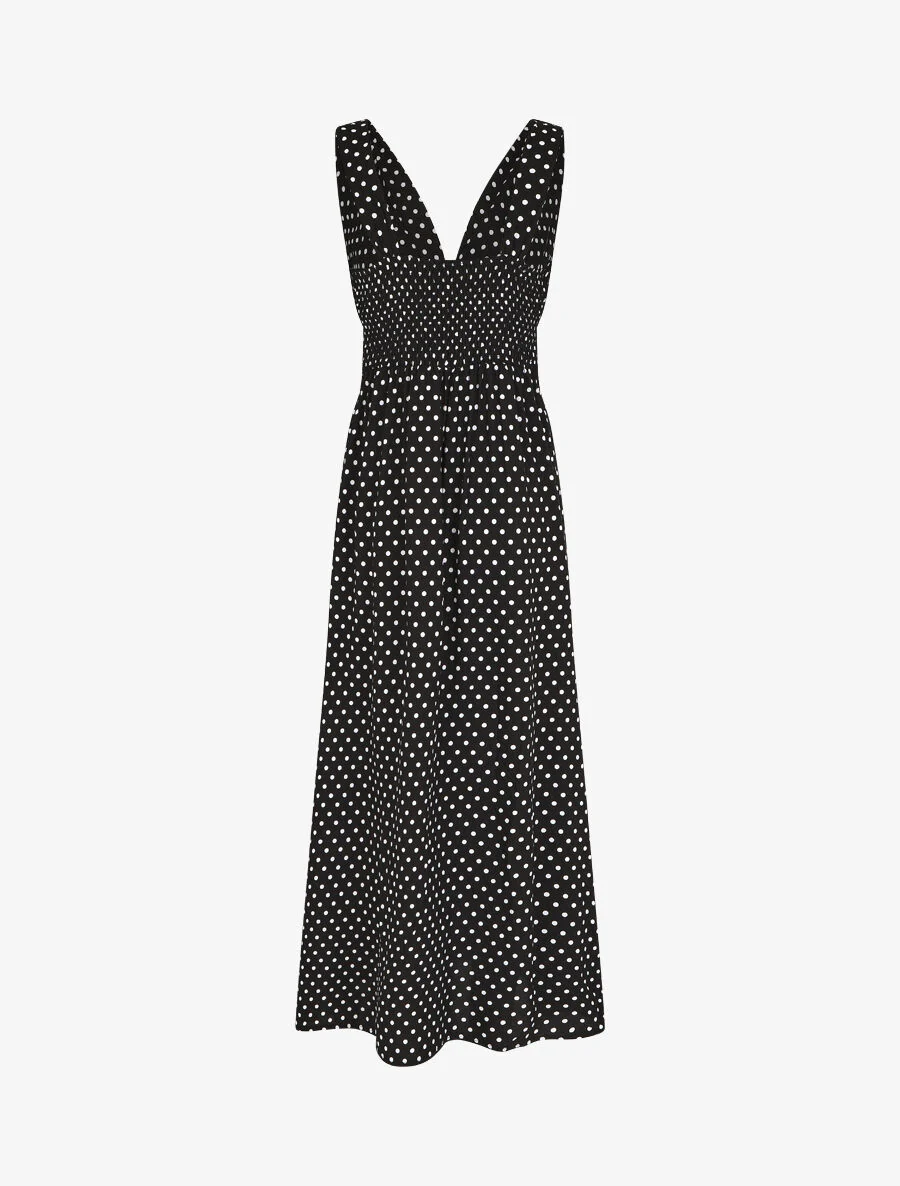 Robe longue à pois sans manches - Noir - Image 2