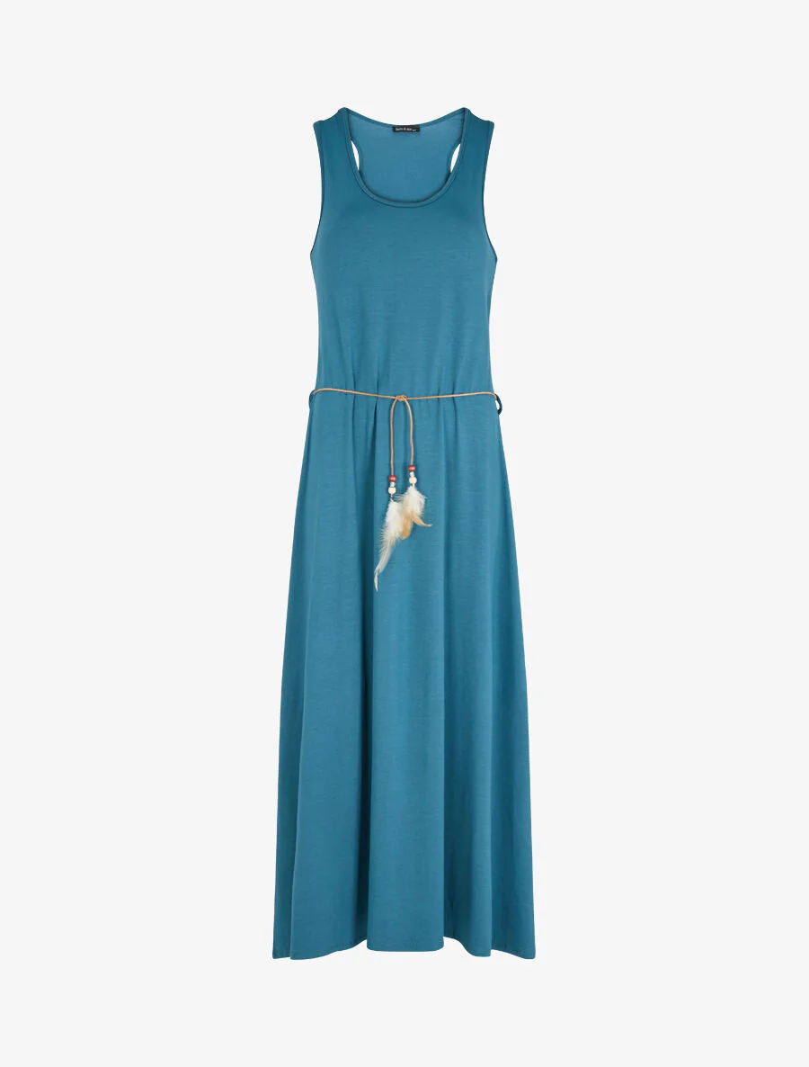 Robe longue basique sans manches - Bleu canard