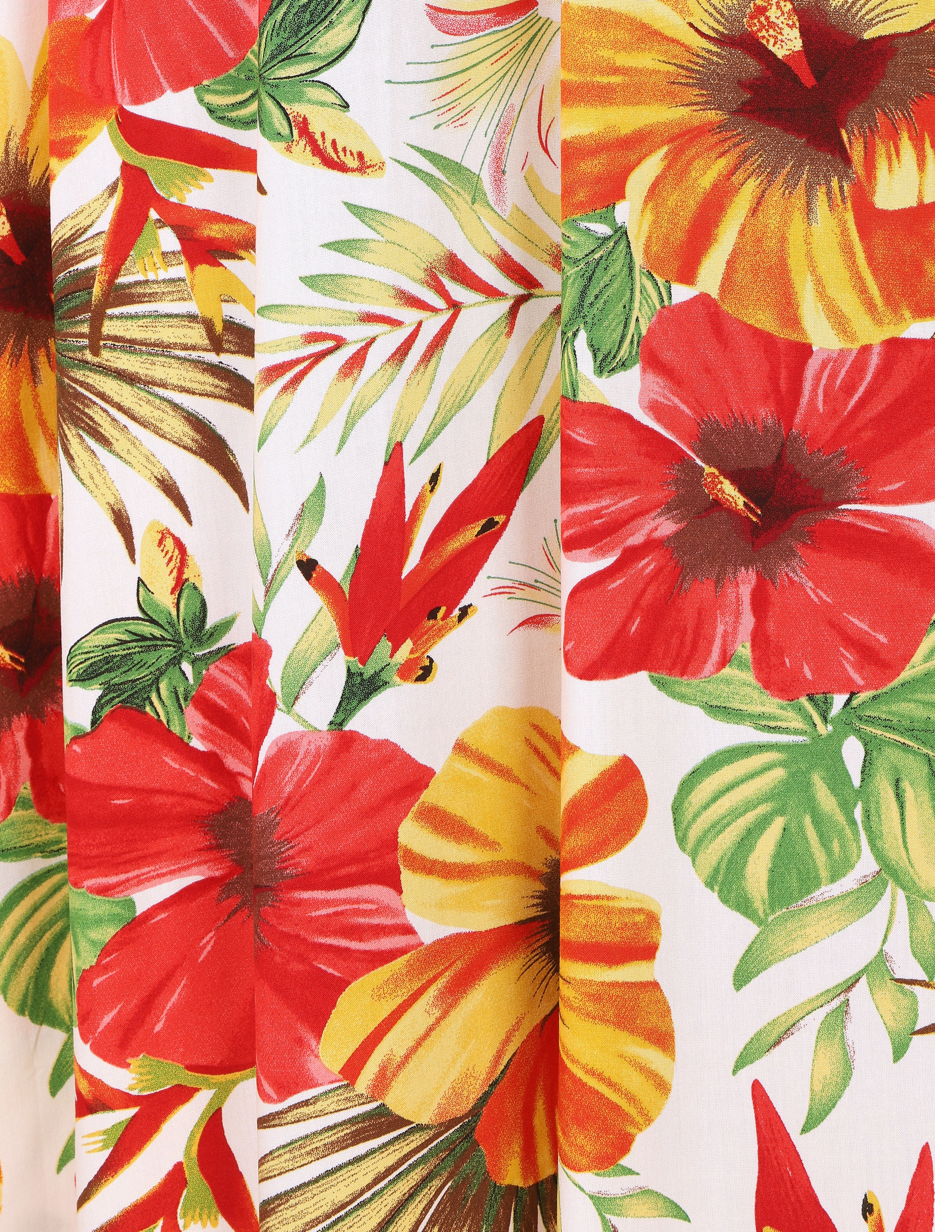 Robe longue bicolore imprimé tropical - Blanc - Image 3