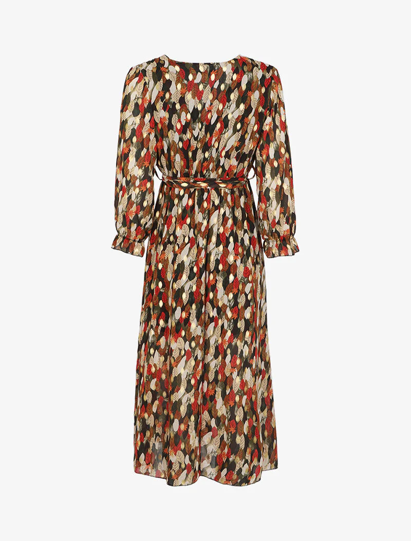 Robe longue bohème à imprimé automnal - Noir - Image 2