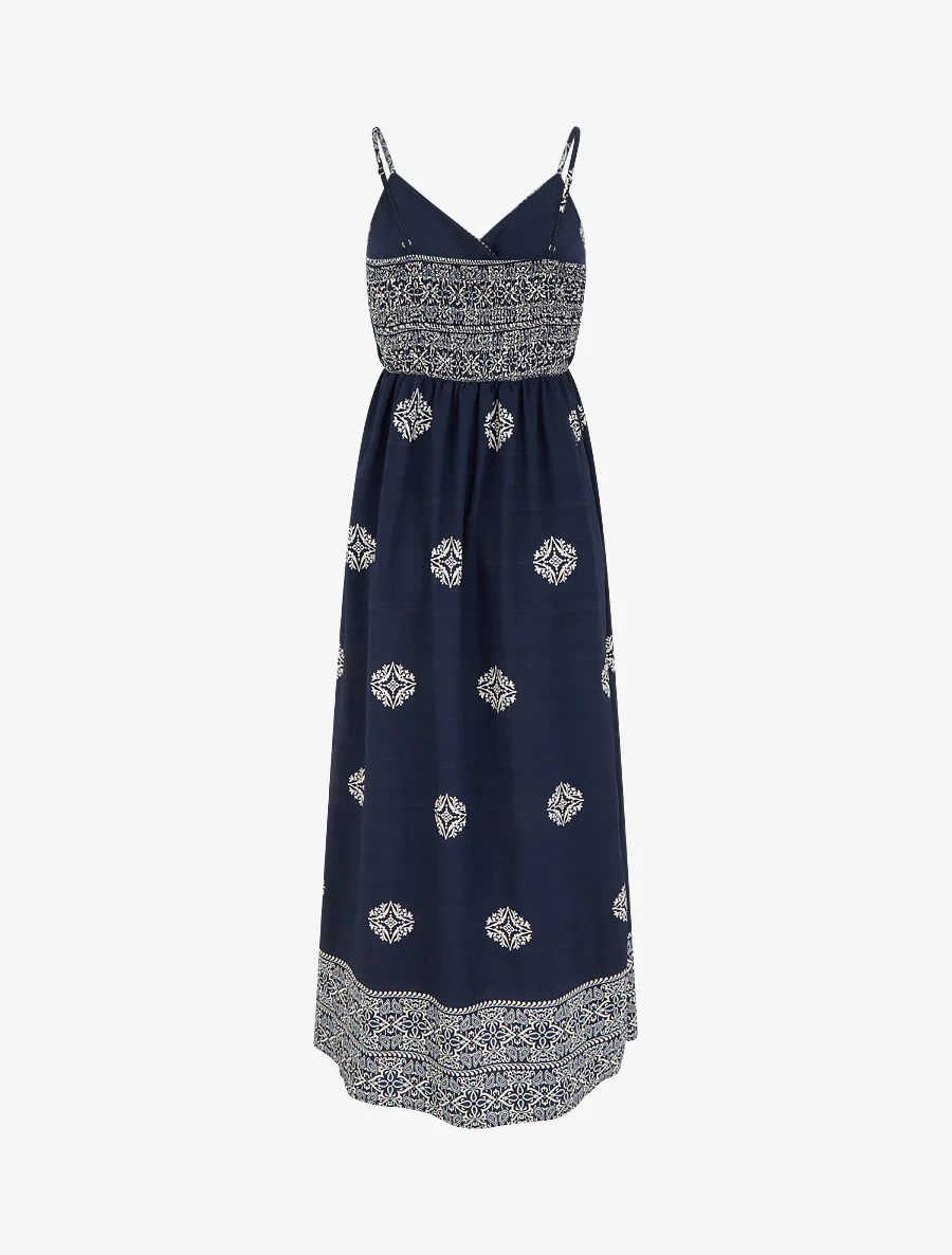 Robe longue bohème imprimé arabesque - Marine - Image 2