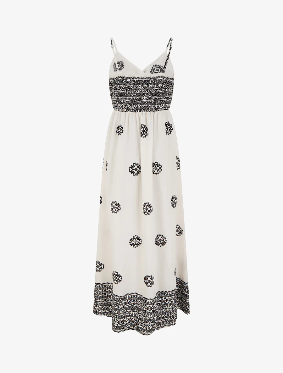 Robe longue bohème imprimé arabesque - Écru - Image 2