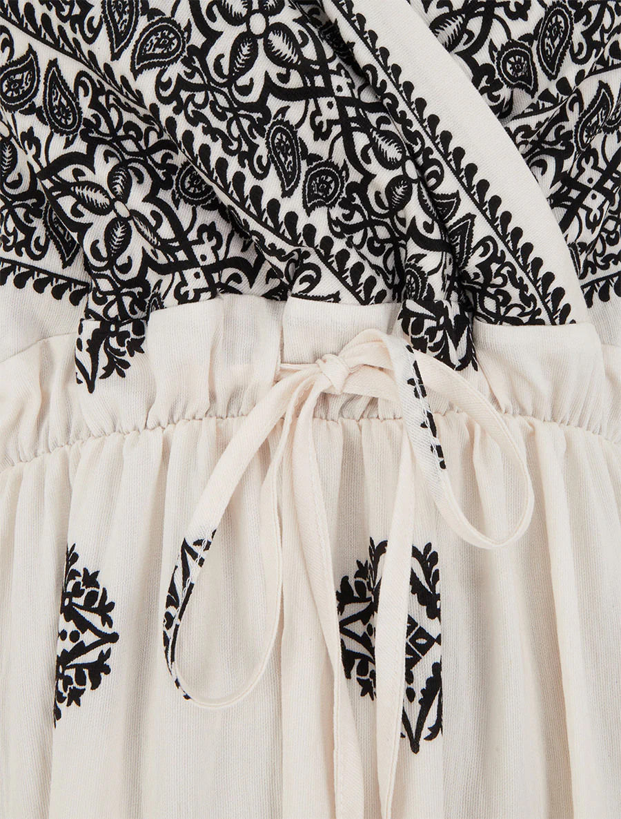 Robe longue bohème imprimé arabesque - Écru - Image 3