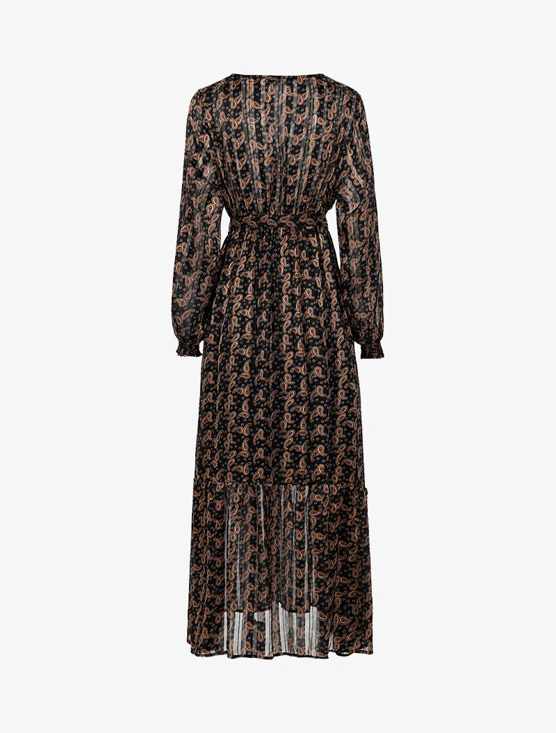 Robe longue cache-coeur imprimé cachemire - noir - Image 2