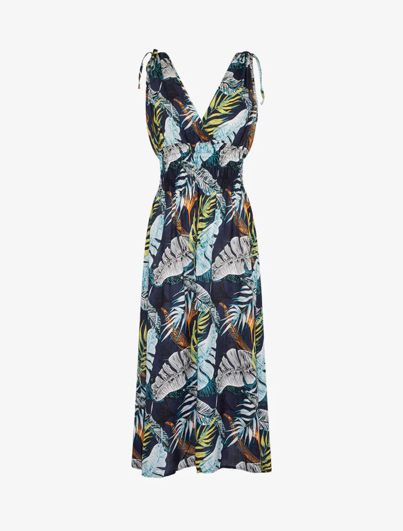 Robe longue cache coeur imprimé jungle - marine - Image 2