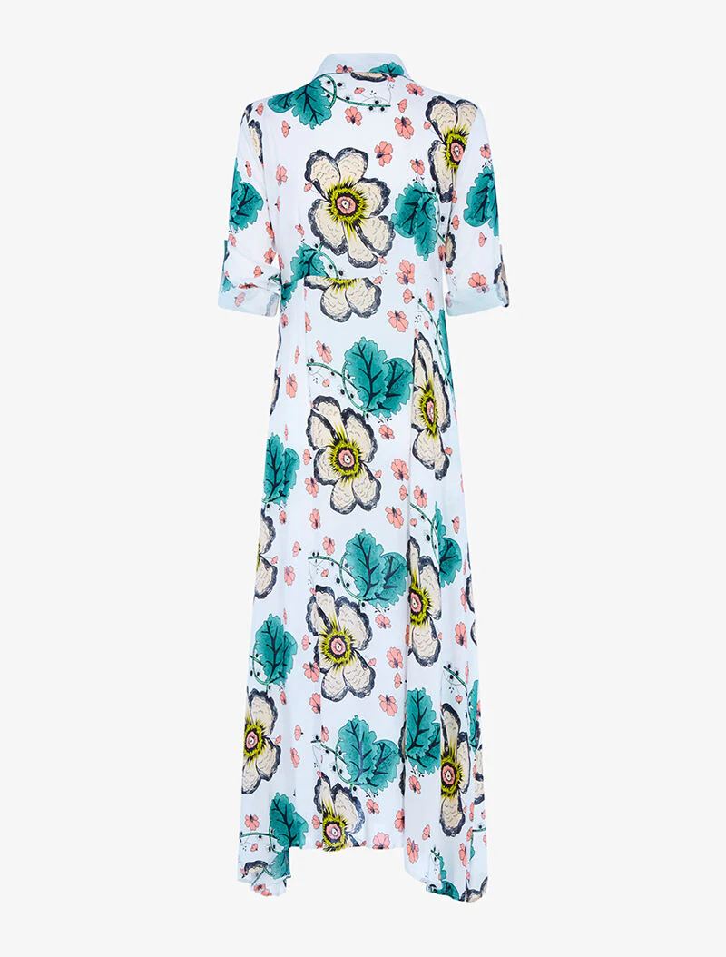 Robe longue cintrée à imprimé grandes fleurs - ecru - Image 2