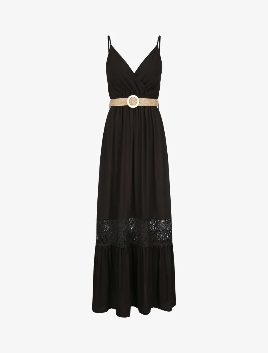 Robe longue cintrée coupe empire - Noir