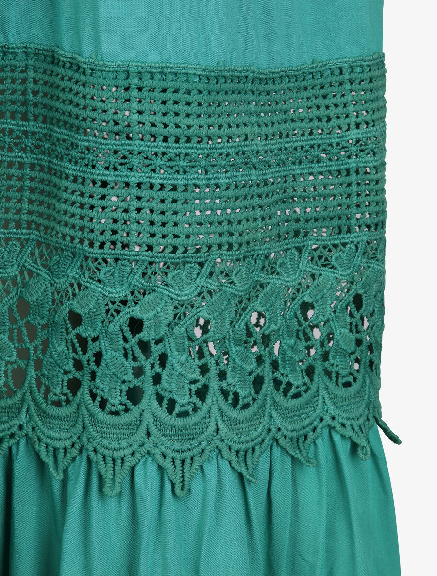 Robe longue cintrée coupe empire - Vert - Image 3