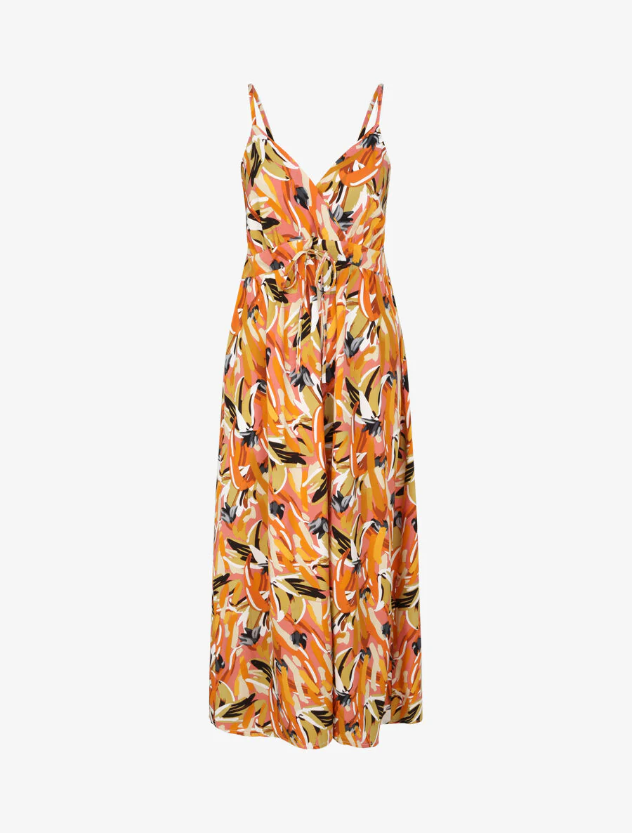 Robe longue cintrée imprimé grandes fleurs - Rose