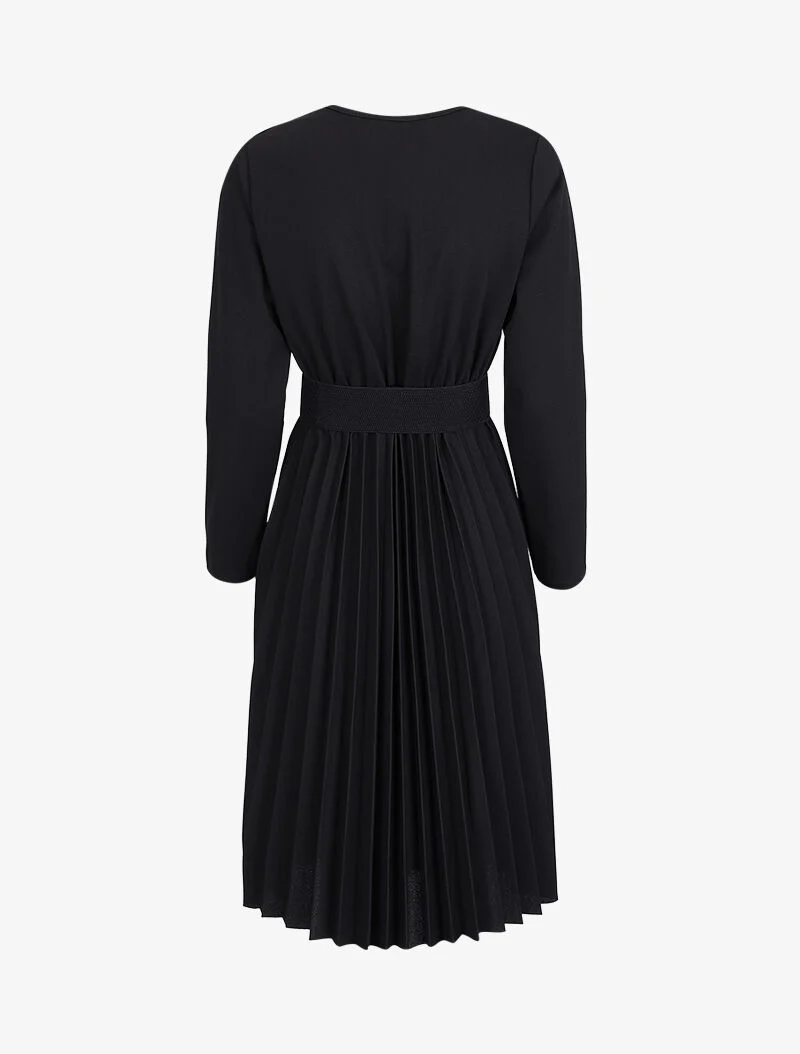 Robe longue coupe empire cache-coeur - Noir - Image 3