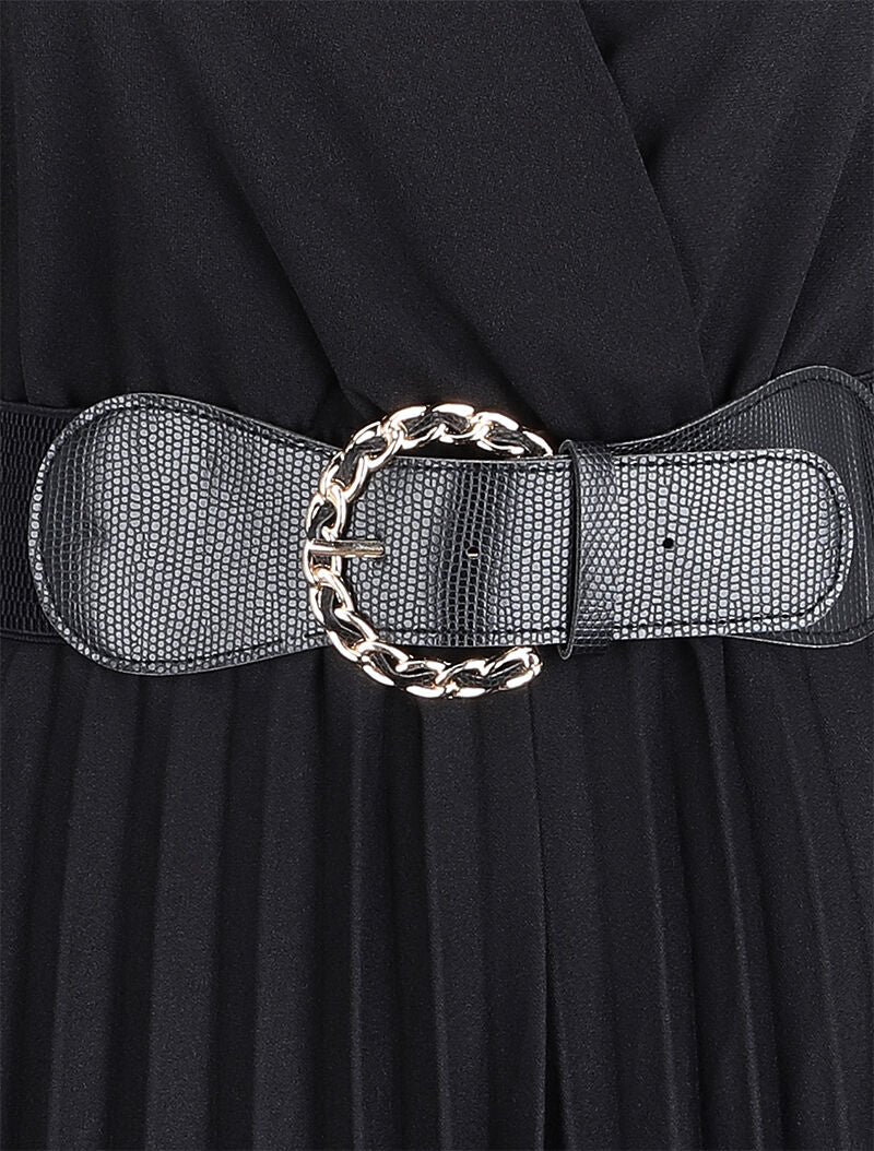Robe longue coupe empire cache-coeur - Noir - Image 4