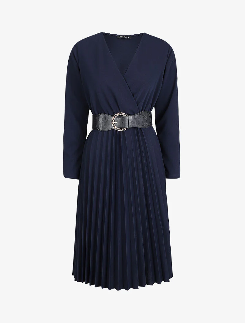 Robe longue coupe empire cache-coeur - Bleu marine