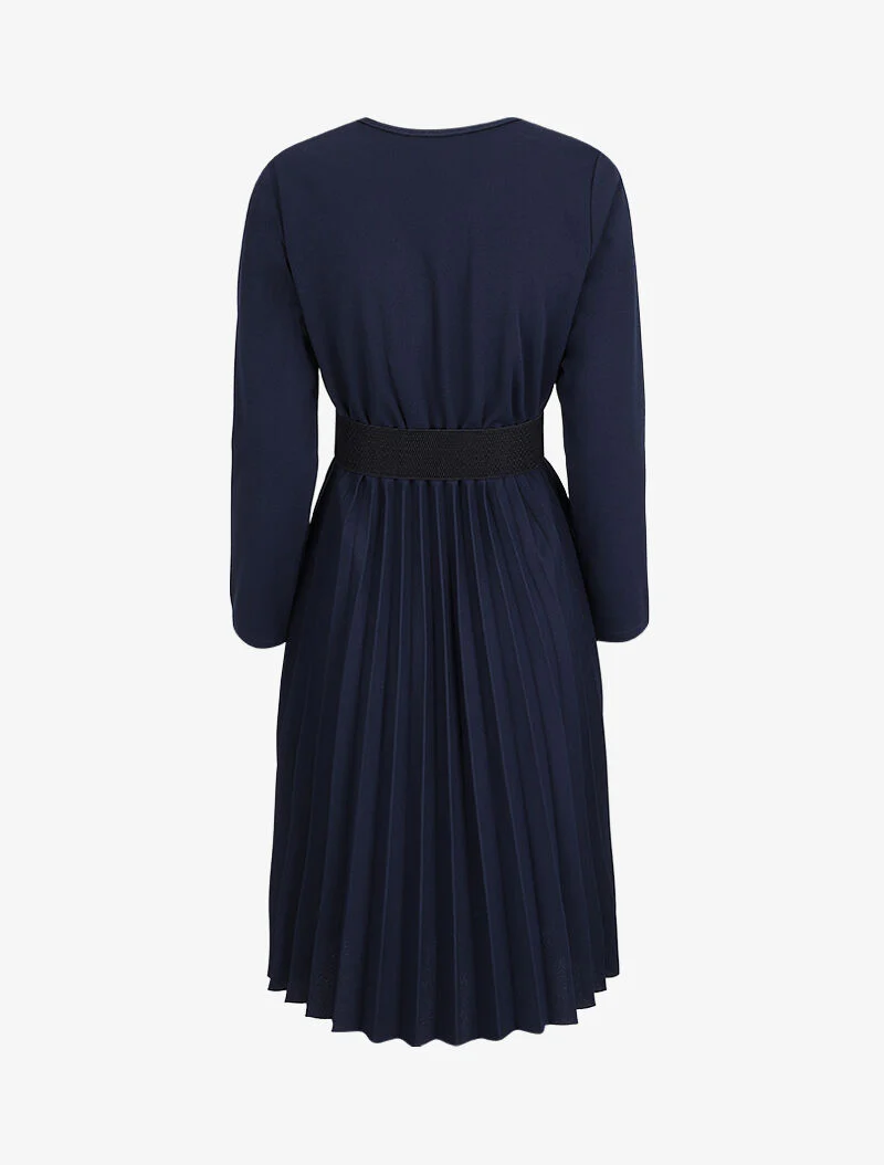 Robe longue coupe empire cache-coeur - Bleu marine - Image 2