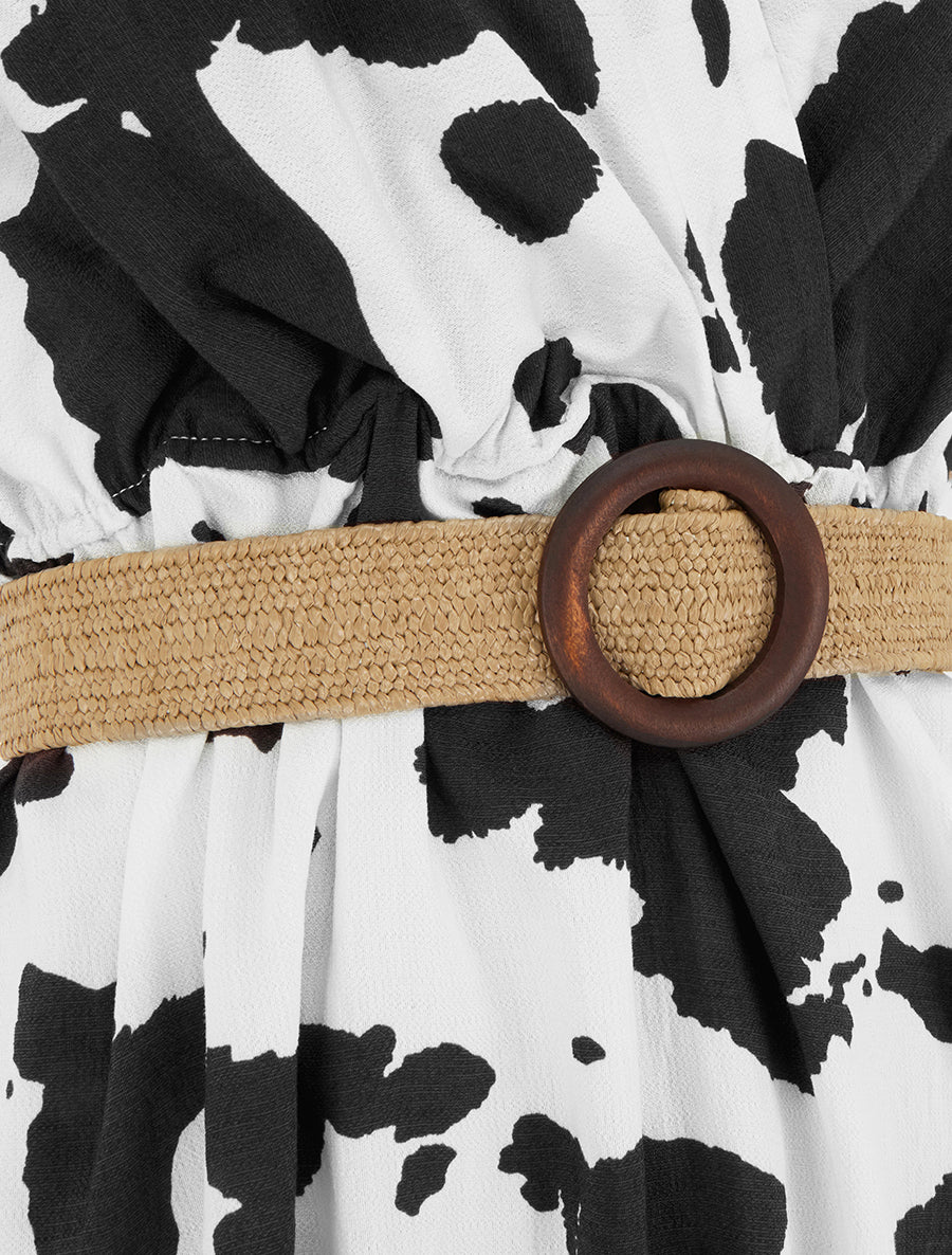 Robe longue dos nu à imprimé vache - Noir - Image 3