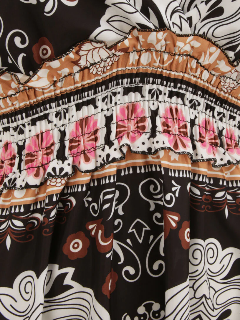 Robe longue dos nu imprimé mosaïque - Noir - Image 3