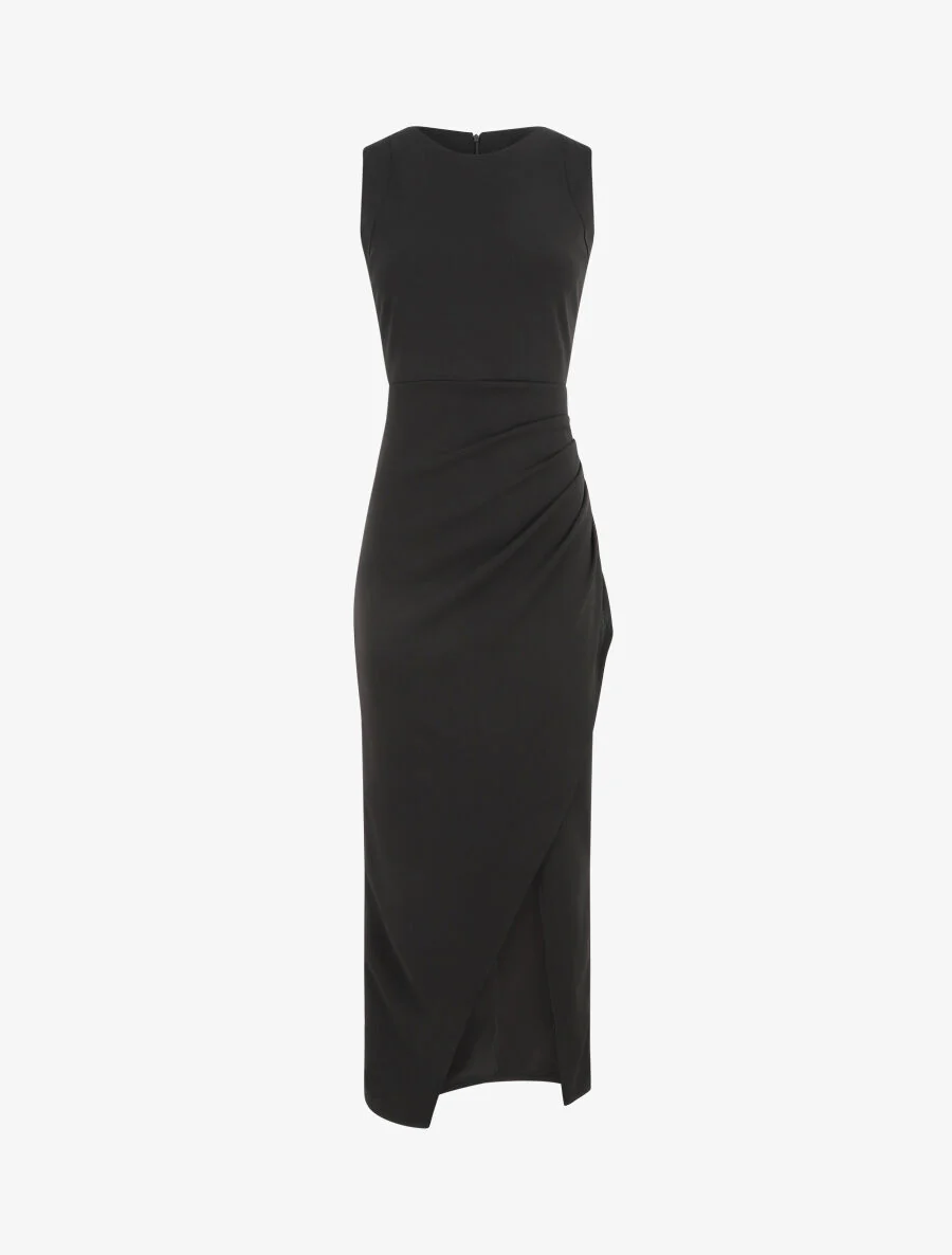 Robe longue drapée sans manches - Noir