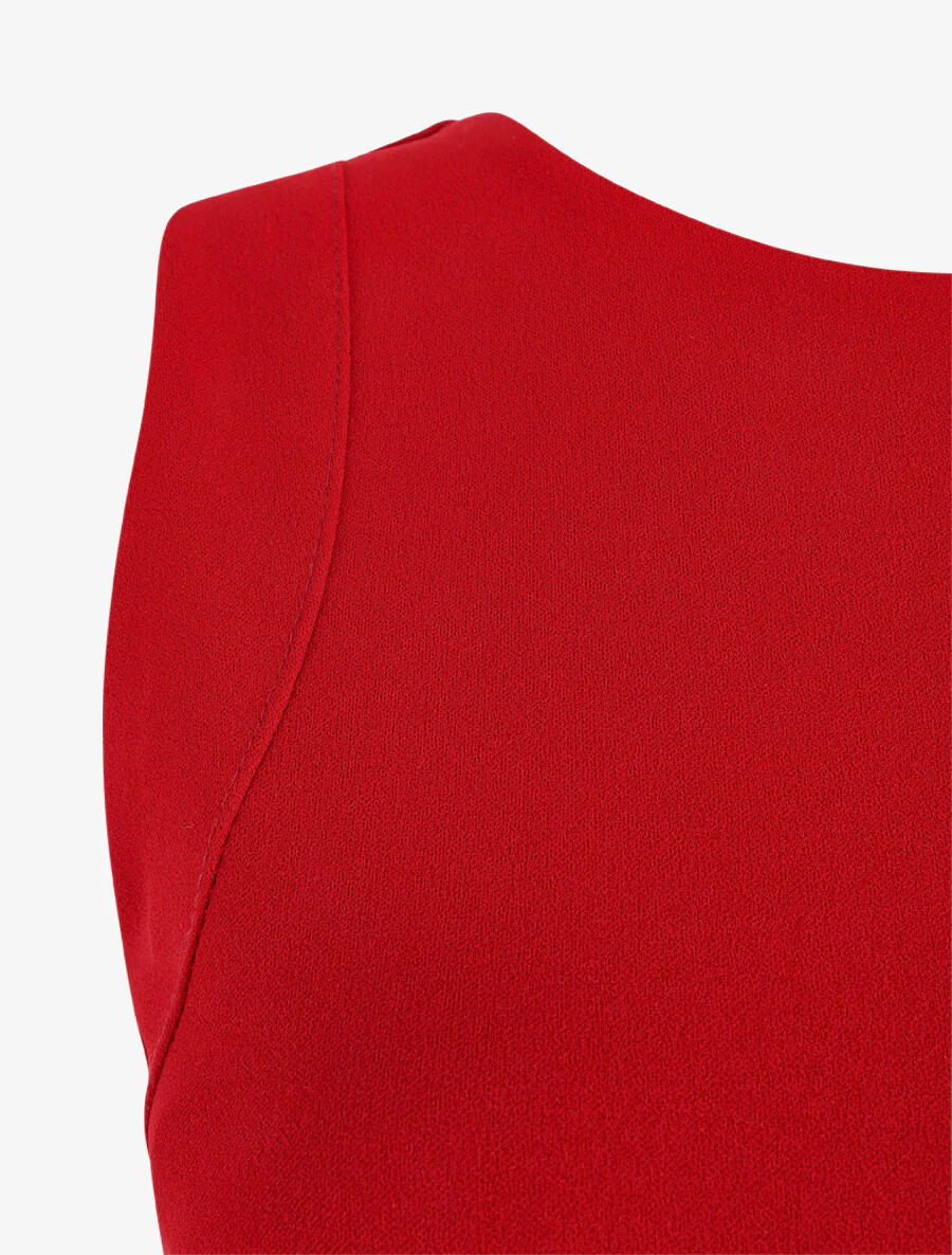 Robe longue drapée sans manches - Rouge - Image 4