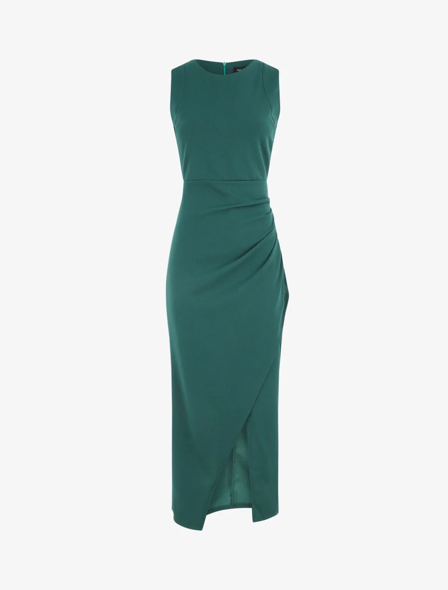 Robe longue drapée sans manches - Vert sapin - Image 2