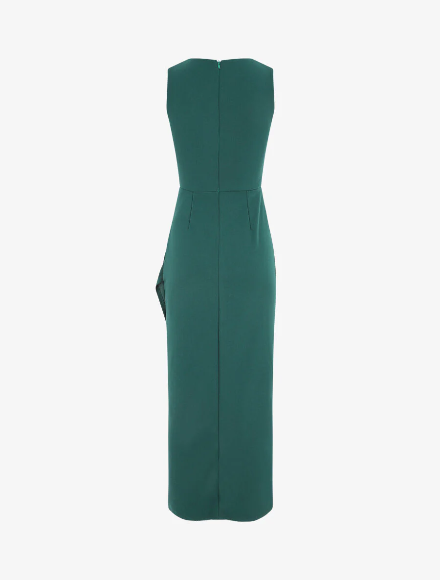 Robe longue drapée sans manches - Vert sapin - Image 3